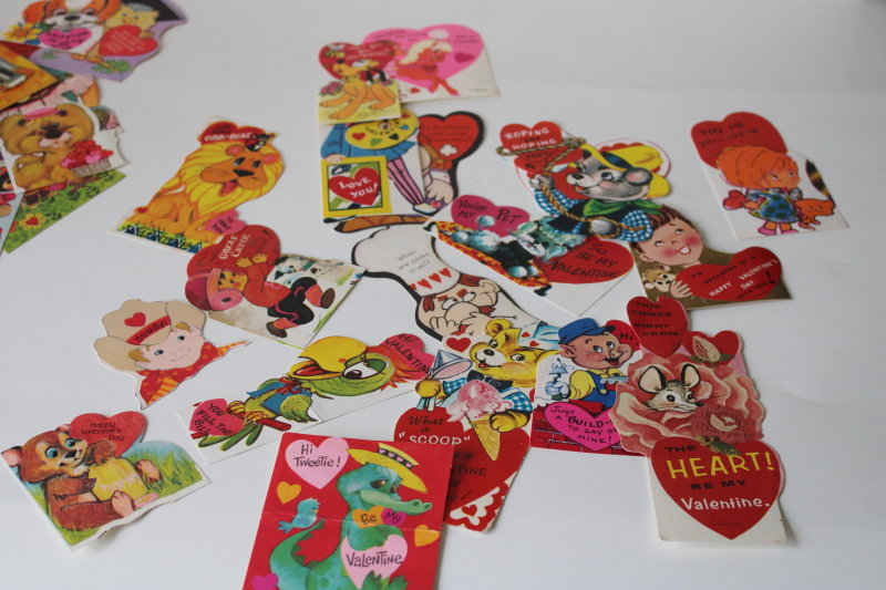 photo of huge lot vintage Valentines most 1970s school valentine cards, retro graphics holiday ephemera  #6