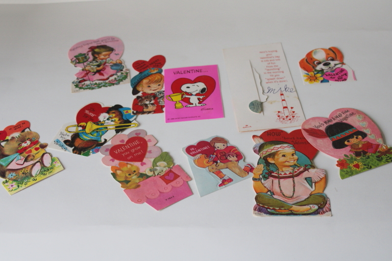 photo of huge lot vintage Valentines most 1970s school valentine cards, retro graphics holiday ephemera  #7