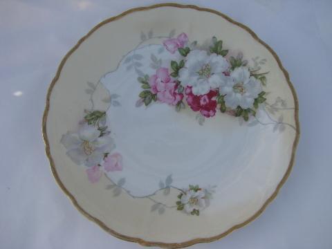 photo of huge lot vintage antique hand-painted flowers floral china plates, some signed #5