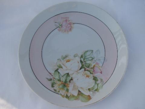 photo of huge lot vintage antique hand-painted flowers floral china plates, some signed #6