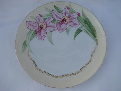 photo of huge lot vintage antique hand-painted flowers floral china plates, some signed #7