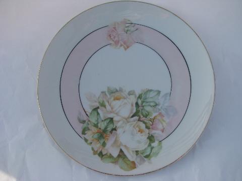 photo of huge lot vintage antique hand-painted flowers floral china plates, some signed #8