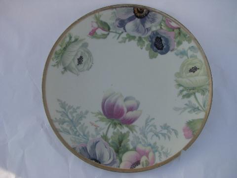 photo of huge lot vintage antique hand-painted flowers floral china plates, some signed #9