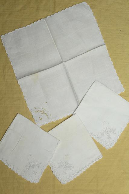 photo of huge lot vintage cotton and linen napkins, cloth napkin sets to mix and match #22