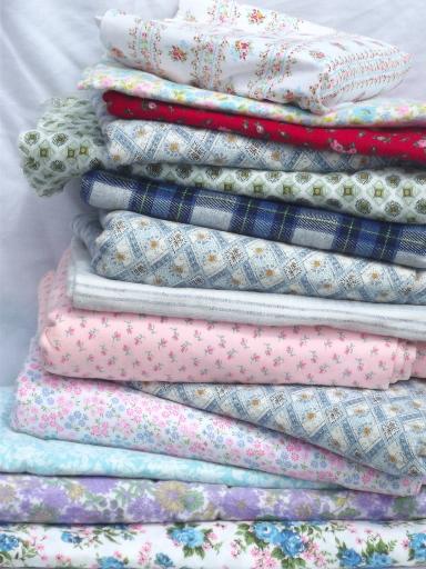 photo of huge lot vintage cotton flannel fabric, 38+ yds assorted prints #1