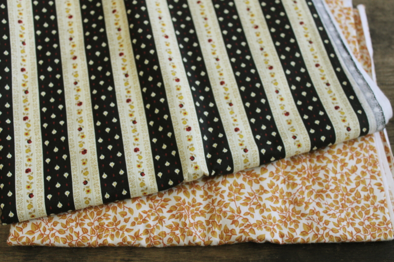 photo of  huge lot vintage cotton quilting fabric, warm tan golden brown colors calico florals & prints  #4