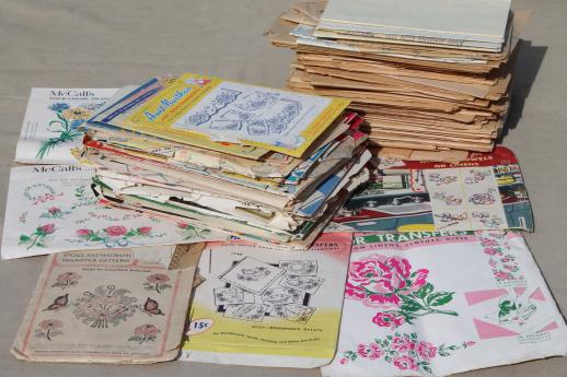 photo of huge lot vintage embroidery transfers, Vogart, Workbasket needlework designs etc. #1