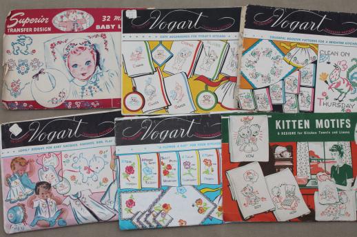 photo of huge lot vintage embroidery transfers, Vogart, Workbasket needlework designs etc. #4