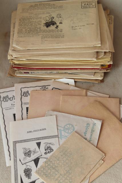 photo of huge lot vintage embroidery transfers, old Workbasket magazine needlework designs #1