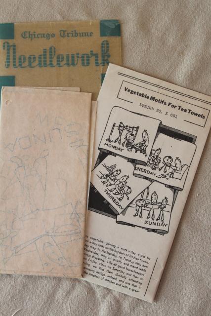 photo of huge lot vintage embroidery transfers, old Workbasket magazine needlework designs #4