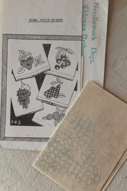 photo of huge lot vintage embroidery transfers, old Workbasket magazine needlework designs #9