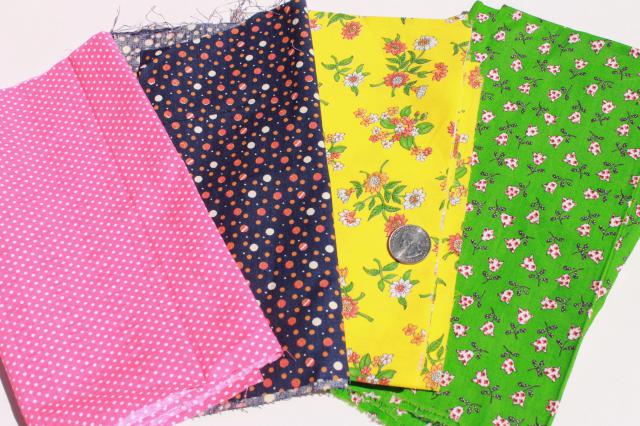 photo of huge lot vintage fabric, retro prints & solid colors for sewing, quilting, crafts #2