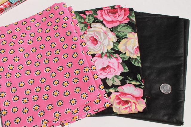 photo of huge lot vintage fabric, retro prints & solid colors for sewing, quilting, crafts #5