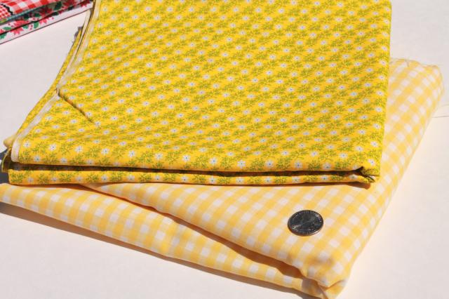 photo of huge lot vintage fabric, retro prints & solid colors for sewing, quilting, crafts #6