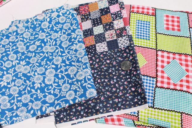 photo of huge lot vintage fabric, retro prints & solid colors for sewing, quilting, crafts #7