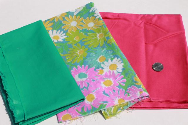 photo of huge lot vintage fabric, retro prints & solid colors for sewing, quilting, crafts #11