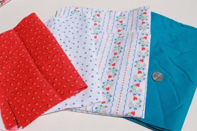photo of huge lot vintage fabric, retro prints & solid colors for sewing, quilting, crafts #14