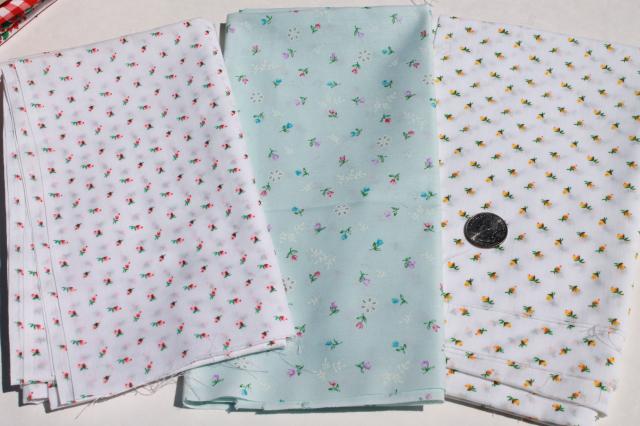 photo of huge lot vintage fabric, retro prints & solid colors for sewing, quilting, crafts #19