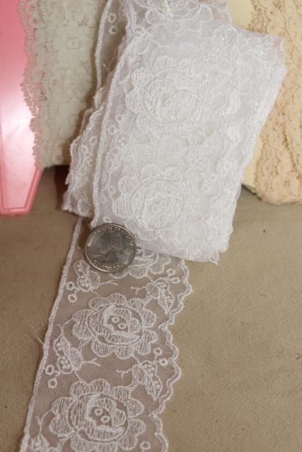 photo of huge lot vintage lace trims, flounce ruffles lacy edgings French val, alencon, schiffli #3