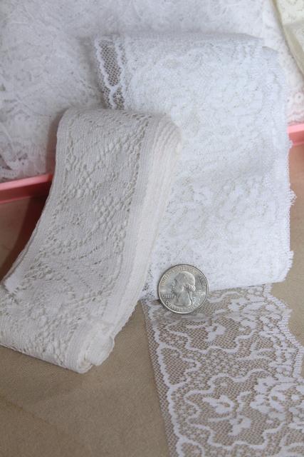 photo of huge lot vintage lace trims, flounce ruffles lacy edgings French val, alencon, schiffli #9