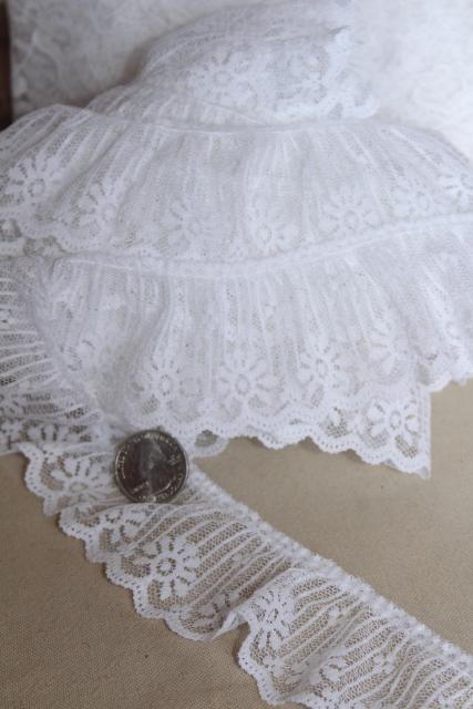 photo of huge lot vintage lace trims, flounce ruffles lacy edgings French val, alencon, schiffli #11