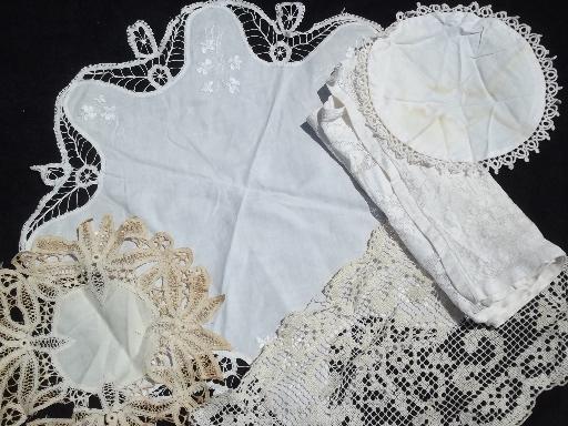 photo of huge lot vintage linens, old embroidery and crochet lace, 50 + pieces! #3