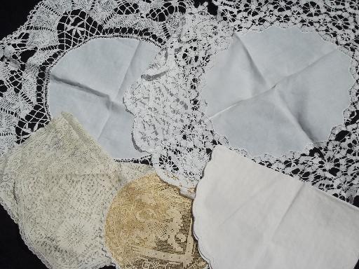 photo of huge lot vintage linens, old embroidery and crochet lace, 50 + pieces! #4