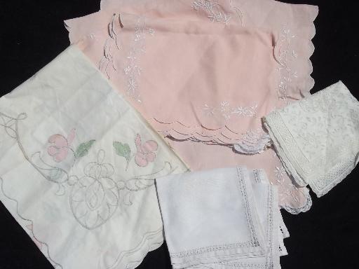 photo of huge lot vintage linens, old embroidery and crochet lace, 50 + pieces! #5