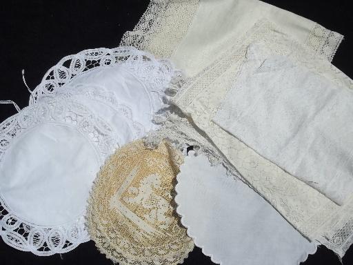 photo of huge lot vintage linens, old embroidery and crochet lace, 50 + pieces! #6