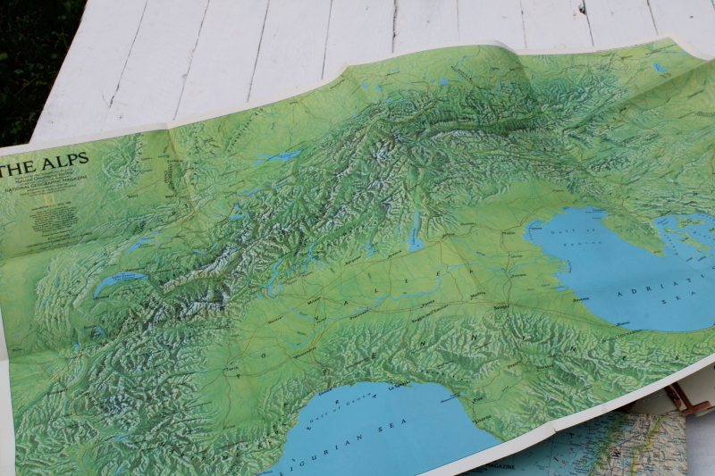 photo of huge lot vintage maps, nearly 100 old National Geographic magazine maps for framing, craft paper projects #8