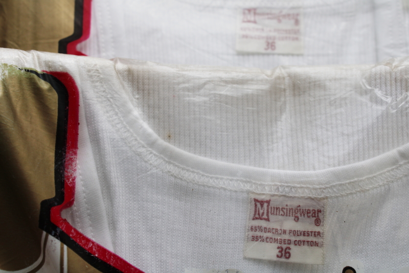 photo of huge lot vintage men's plain white tank undershirts deadstock in original packages, small & medium sizes  #4