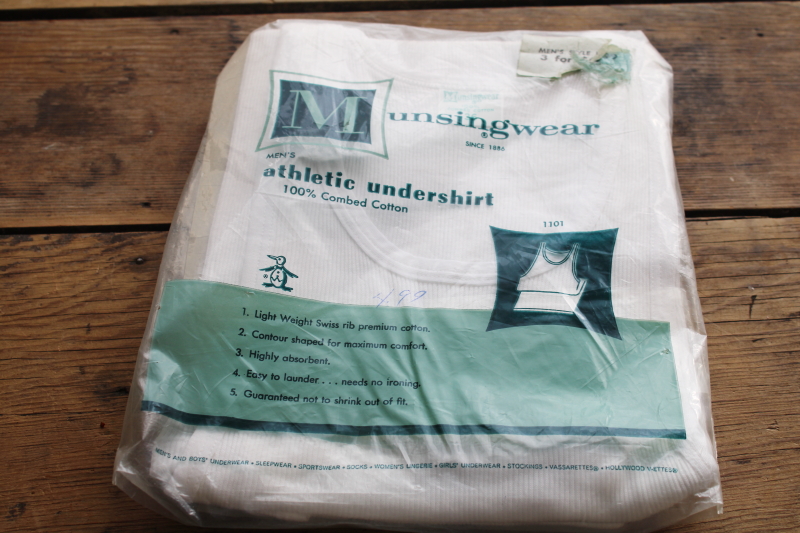 photo of huge lot vintage men's plain white tank undershirts deadstock in original packages, small & medium sizes  #5
