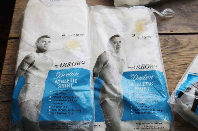 photo of huge lot vintage men's plain white tank undershirts deadstock in original packages, small & medium sizes  #12