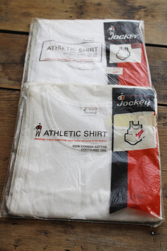photo of huge lot vintage men's plain white tank undershirts deadstock in original packages, small & medium sizes  #13
