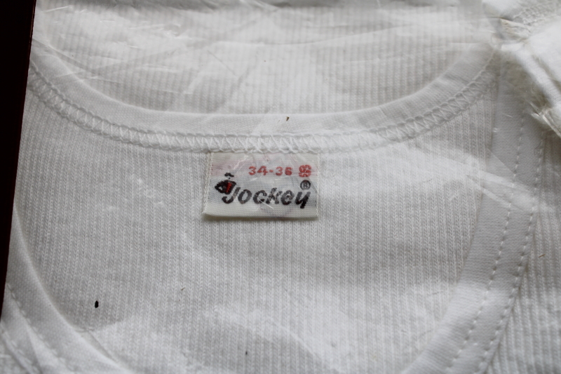 photo of huge lot vintage men's plain white tank undershirts deadstock in original packages, small & medium sizes  #17
