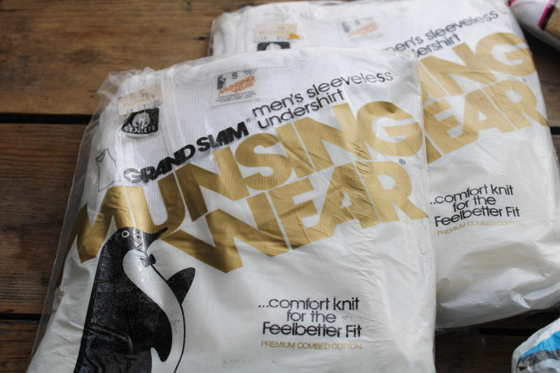 photo of huge lot vintage men's plain white tank undershirts deadstock in original packages, small & medium sizes  #26