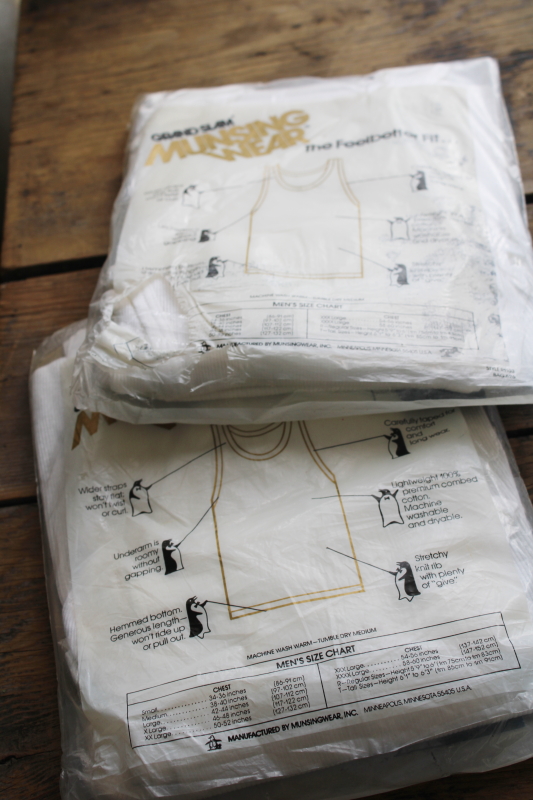 photo of huge lot vintage men's plain white tank undershirts deadstock in original packages, small & medium sizes  #29