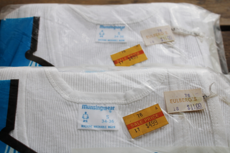 photo of huge lot vintage men's plain white tank undershirts deadstock in original packages, small & medium sizes  #31