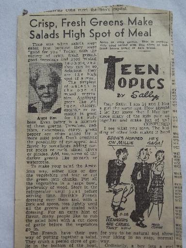 photo of huge lot vintage newspaper clippings, Aunt Em's recipe columns 40s and 50s #4