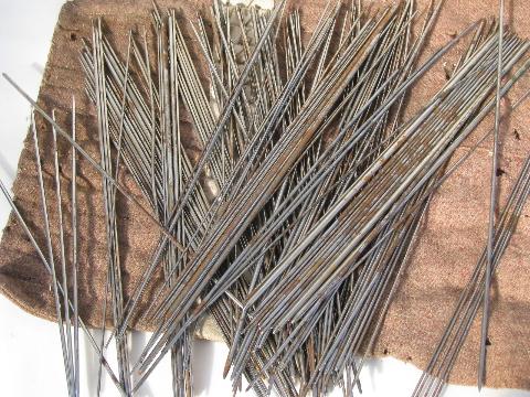 photo of huge lot vintage steel lace knitting needles & crochet hooks, wool bag #3