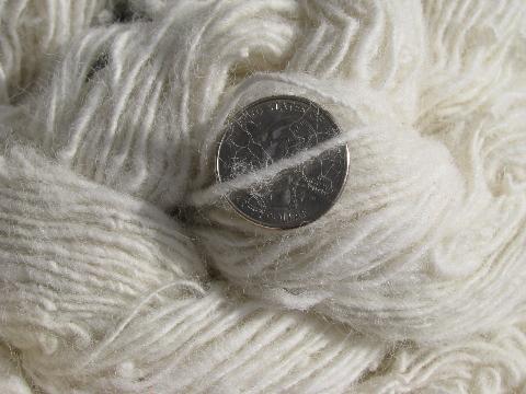 photo of huge lot white and cream aran color yarn, assorted yarns homespun texture #2