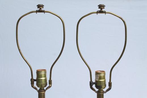 photo of huge mid-century vintage table lamps, tall brass Corinthian column lamp pair #3