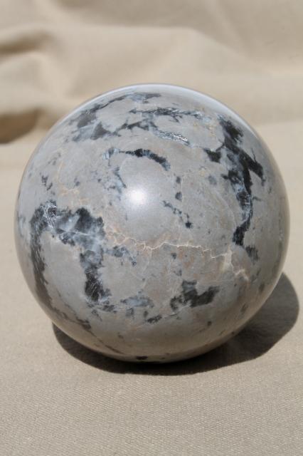 photo of huge natural stone egg paperweight or door stop, granite grey marble #3