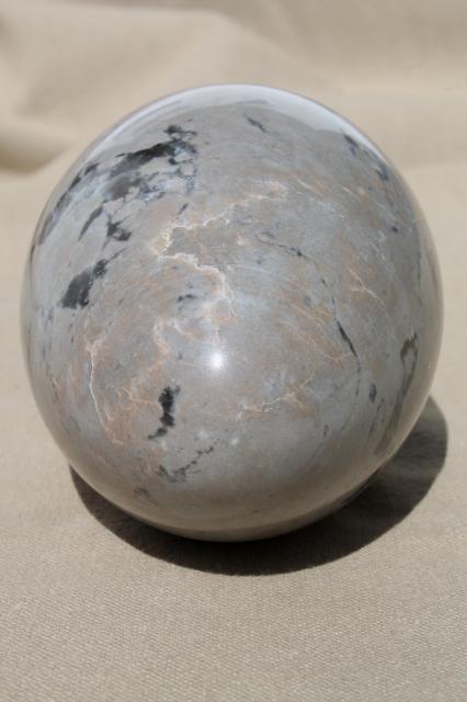 photo of huge natural stone egg paperweight or door stop, granite grey marble #5