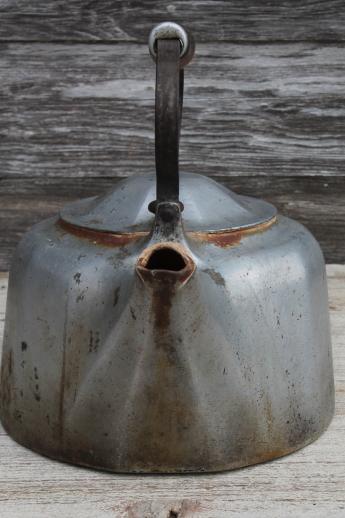 photo of huge old Griswold cast aluminum kettle, gallon size teakettle for farmhouse kitchen stove #4