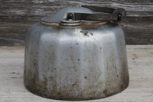 photo of huge old Griswold cast aluminum kettle, gallon size teakettle for farmhouse kitchen stove #6