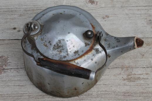 photo of huge old Griswold cast aluminum kettle, gallon size teakettle for farmhouse kitchen stove #8