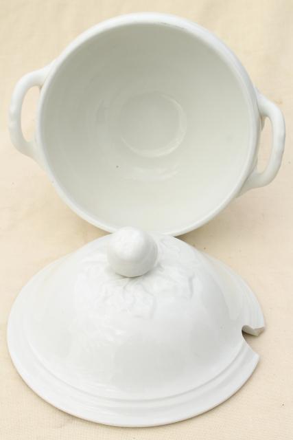 photo of huge old Petrus Regout soup tureen, vintage french farmhouse style white pottery #2