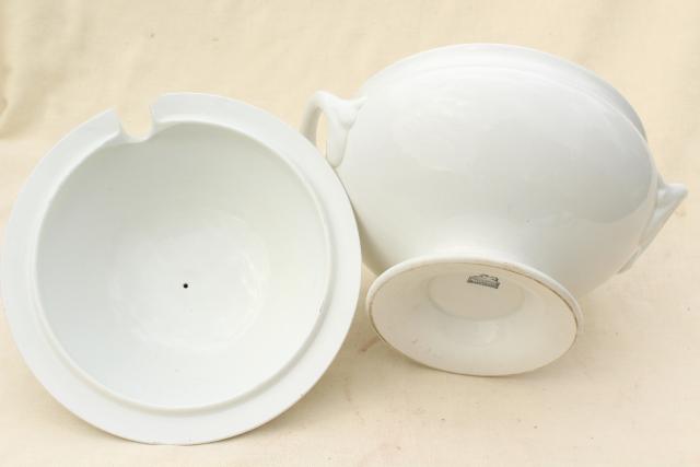 photo of huge old Petrus Regout soup tureen, vintage french farmhouse style white pottery #14