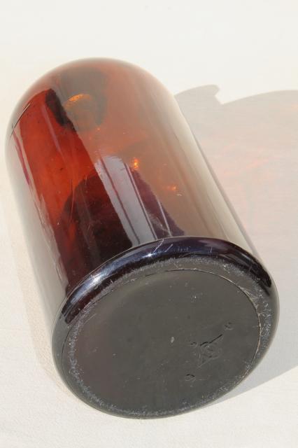 photo of huge old apothecary bottle, pharmacy chemical bottle in root beer brown amber glass #5